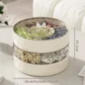 Multi-layer cream segmented snack storage box with butterfly handle lid - Triple Layer / Cream And Transparent And Cream