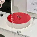 Elegant red and white round snack storage box with silver bow handle, 26cm variant. - 1 Tier / Red Lid And Cream