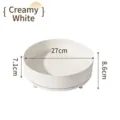Large creamy white plastic rotating storage tray organizer for kitchen and bathroom - Cream White / 27cm Diameter