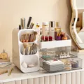 Organisateur de cosmétiques blanc grande capacité avec tiroirs transparents de luxe - L / Blanc