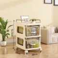 2-tier mobile storage trolley with drawers in cream white finish, size 52.5x38x30cm - 2-Tier Style / 30x38x52.5cm