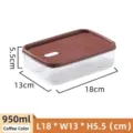 Transparenter 950 ml PET-Lebensmittelbehälter für Kühlschränke mit kaffeebraunem Deckel - 950ml / Kaffeebraun