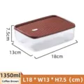 1350ml Transparente PET-Kühlschrank-Aufbewahrungsbox mit braunem Deckel, 18x13x7,5 cm - 1350ml / Kaffeebraun