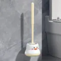 Cute wall-mounted chick-shaped toilet brush set with long handle for modern bathroom - Yellow