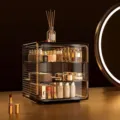 Luxury 3-tier dark tea brown transparent acrylic makeup and skincare organizer box for vanity - Medium 3-Tier / M / Dark Brown