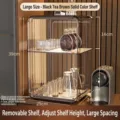 Stackable dark brown transparent acrylic storage rack for cups and desktop organization - Large 2-Tier / L / Dark Brown