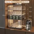 Large dark brown transparent cup storage rack with dimensions 39x25x24cm for kitchen - Large Four Layers / L / Dark Brown