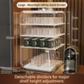 Large moonlight white stackable dustproof cup storage rack for kitchen cabinet - Large Four Layers / L / Moonlight White