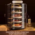 Premium adjustable 4-tier black tea brown stackable food storage rack for kitchen - Large 5-Tier / L / Dark Brown