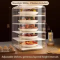 Moonlight white transparent food storage rack with removable dividers and dustproof cover - Large 5-Tier / L / Moonlight White