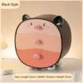 Cute cartoon pig cosmetic storage box in black with 3 gradient pink drawers - 3 Layers (23x18.6x25cm) / Black