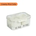 Portable sealed food storage box with four inner compartments in cream beige color - 4-Compartment Box With Ice Grid And Drain Board / Cream Beige