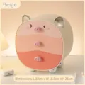 Beige cute pig desktop organizer with three storage drawers for cosmetics and jewelry - 3 Layers (23x18.6x25cm) / Beige