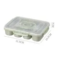 Wheat straw bento box with 10 compartments and dimension markings (31.5x24.5x7cm) - Green