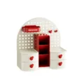 Moderner Kosmetik-Organizer in Rot und Weiß mit Stecktafel, Schubladen und Lippenstifthalter - Luxuriös / Cremeweiß/Retro-Rot