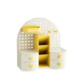 Organizzatore da scrivania multifunzionale con pannello forato, cassetti e vani giallo - Lussuoso / Bianco Crema / Giallo Brillante