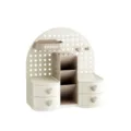 Organizzatore cosmetici multifunzionale beige da scrivania con cassetti e pannello - Lussuoso / Bianco Crema/Cachi
