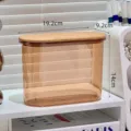 Amber transparent display box with wooden lid for collectible figures 19.2x9.2x14cm - S / Brown
