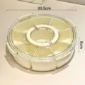Clear 6-compartment sealed snack storage tray with handle, 30.5cm diameter large size - 9 Compartments Cream Color