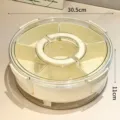 Large 30.5cm 6-compartment sealed food storage container with handle and clear lid - 6 Compartments Cream with Ice Layer
