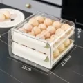 Double-layer clear drawer egg storage box for refrigerator kitchen organization - Double Layer Drawer Egg Box / Cream