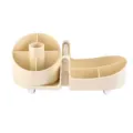 Modern beige rotating makeup brush organizer and multi-grid cosmetics storage rack - Cosmetic Storage Box Combination Set (RL-020) / Cream