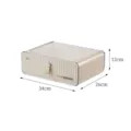 Minimalist cream striped underwear drawer storage box, dimensions 34x26x12cm, desktop organizer. - No Grid (For Bra)