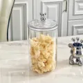 Bocal de rangement transparent élégant avec couvercle à poignée d'ours argenté pour la cuisine - Bocal Scellé Ours Grand (2000ml)