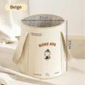 Beige portable folding deep foot bath bucket with thermal insulation and carry handle - No Lid / Beige