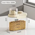 1600ml cream yellow airtight cereal storage container with measuring lid and dimensions - Small 1600ml / Creamy Yellow