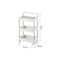 White 3-tier plastic utility rolling cart with top dividers, 79x47x28cm dimensions - 3-Layer / White