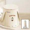 Portable foldable beige foot bath bag with lid and 37cm deep calf-high design - With Lid / Beige