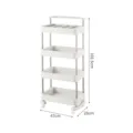 Functional 4-tier white rolling utility cart showing 101.5x47x28 cm dimensions - 4 Layers / White