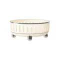 Plateau organisateur de maquillage rotatif blanc crème moderne avec pieds argentés - Rotating hollow seasoning plate small size cream yellow