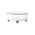 Plateau de rangement rotatif blanc crème avec pieds métalliques pour cuisine et cosmétiques - Rotating hollow seasoning plate small size Pearl White