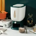Distributeur de riz hermétique vert et blanc avec bouton poussoir et tasse à mesurer - Capacité 10kg / Vert malachite