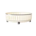 Plateau de rangement rotatif à 360 blanc crème pour cuisine et cosmétiques, pieds argentés - Rotating hollow seasoning plate large cream yellow
