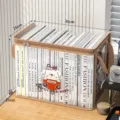 Thick PVC clear storage bag with cute cartoon dog for organizing books and clothes - Red Pocket Dog (Without Support Rod) / Brown