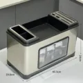 Multifunctional stainless steel kitchen spice rack and knife holder organizer with dimensions - Kitchen Shelf / Silver