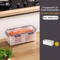 Medium grey food storage box with drain basket and transparent lid, 26x11x11.5cm size - Single Basket / Medium (2.5L) / Gray