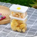 Portable airtight fruit storage containers with vent lids for outdoor picnic use - Combined Set / Airtight Inner Box (Shallow + Deep)