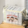 Foldable clear PVC dustproof storage bag with cute cartoon sweet home print for books - Childhood Characters (With Support Rod)