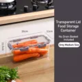 Grey medium transparent food storage container with dimensions 26x11x11.5cm and airtight lid - Refrigerator Storage Box (XT-1010) / Medium (2.5L) / Gray