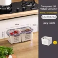 Grey medium fridge food storage container with lid and 2 internal drain baskets - Double Compartment / Medium (2.5L) / Gray