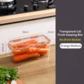 Medium transparent plastic food storage container with orange lid latches, 26x11cm - Refrigerator Storage Box (XT-1010) / Medium (2.5L) / Orange
