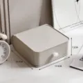Minimalistische beige stapelbare Schreibtisch-Schubladenbox für Kosmetik und Bürobedarf - 19.5x17.5x7.2cm / Grau