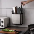 Wall-mounted stainless steel kitchen organizer rack for knife and chopstick storage - Stainless Steel Knife Holder (LT8007) / Silver