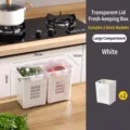 White food grade fridge storage box with 2 drainage baskets and clear lid, 26cm - Double Compartment / Large (3.5L) / White