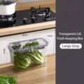 Large grey food grade plastic storage container without draining basket, 26x11x18cm - Refrigerator Storage Box (XT-1010) / Large (3.5L) / Gray