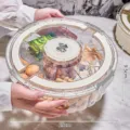Luxury 29cm divided transparent snack storage box with lid and gold butterfly handle - Divided Sealed Fruit Tray (Bowknot) / 29x9.5cm / Transparent Silver Buckle Portable (Bowknot)